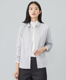 J.PRESS LADIES L 【洗える】BEZ ドビーストライプ シャツカラー ブラウス