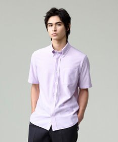 J.PRESS MEN 酷暑の清潔感もこれ一枚で【吸水速乾 / 抗菌防臭 / 防シワ】【J.PRESS OXFORD JERSEY】カノコインレイストライプ 半袖シャツ / B.D.