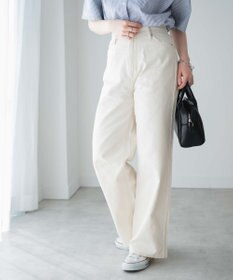 WEGO カラーウエストフィットワイドストレートパンツ