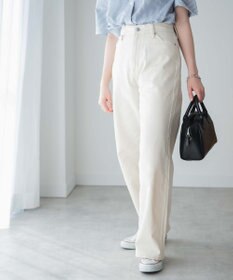 WEGO カラーウエストフィットワイドストレートパンツ