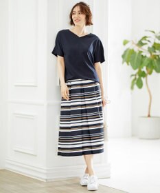 自由区 【接触冷感・速乾・UVカット・撥水・防シワ】リネンライクツイル タックスカート