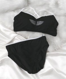 WEGO 【ブラトップ＆ショーツセット】Liliane　Ciel　フェザーラメ