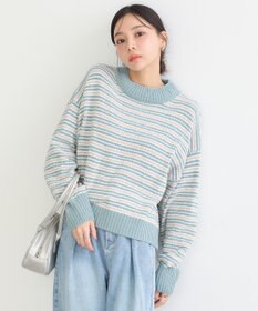 earth music&ecology マルチボーダーベロアモールプルオーバー