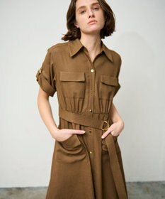 GRACE CONTINENTAL リネンタッチサファリドレス