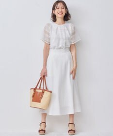 組曲 ステッチストライプドビー フレアスカート