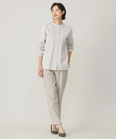 J.PRESS LADIES S 【洗える】BEZコットンナイロン ストライプ ピンタック ブラウス