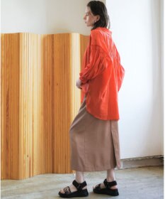 YECCA VECCA 綿麻シアーボリュームギャザーシャツ