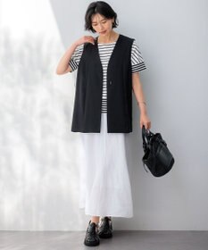 23区 S 【洗える】ランダムボーダー ドルマン カットソー