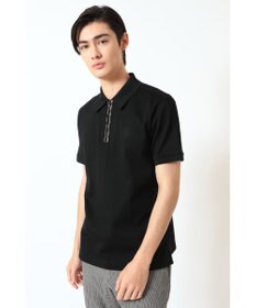 DAKS フロントジップ ハウスチェックパイピング ポロシャツ