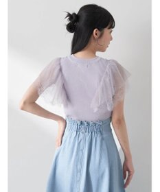 earth music&ecology 袖レースリブニットプルオーバー