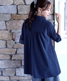 Tiaclasse L 【洗える】コーデュロイシャツチュニックブラウス