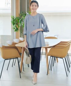 Tiaclasse 【新色追加】シフォンフレア袖チュニックブラウス