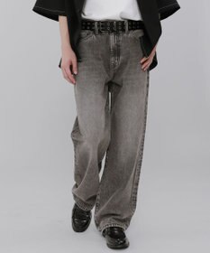 WEGO 【ウエスト調整可】ストレートデニムパンツ