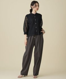 自由区 S ジオメトリックレース ブラウス