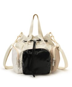 LeSportsac CONV DRAWSTRING CRSSBDY/ベージュ/ブラックシャイン/メレンゲ