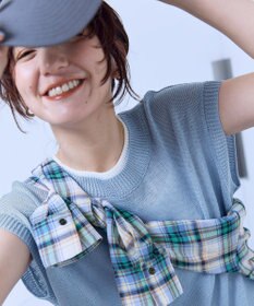 ANY L ラミータッチフレンチスリーブニット