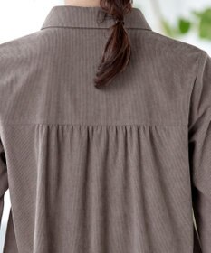 Tiaclasse L 【洗える】コーデュロイシャツチュニックブラウス
