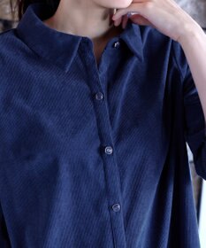 Tiaclasse L 【洗える】コーデュロイシャツチュニックブラウス