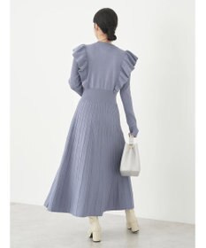 earth music&ecology ショルダーフリルニットワンピース