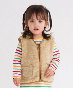 MIKI HOUSE HOT BISCUITS 【70-110cm】 もこくま顔ドン ボアフリースベスト