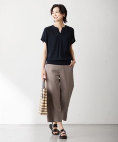 J.PRESS LADIES 【WEB限定カラーあり・セットアップ対応・洗える・撥水・防汚】コットンFITTYシャーク ワイド アンクル パンツ