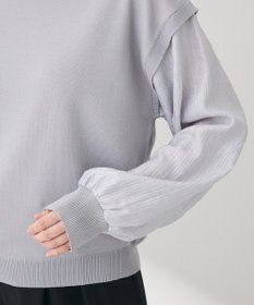 Green Parks 袖光沢ドッキングニットプルオーバー