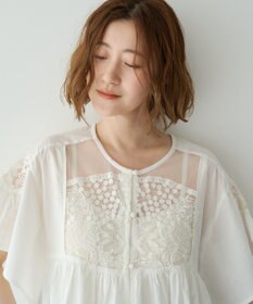 YECCA VECCA 刺繍レースブラウス