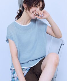 ANY L ラミータッチフレンチスリーブニット