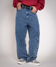 WEGO 【ユニセックス着用YD/ウエスト調整可/MLサイズ展開】グラフィックデニムパンツ