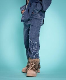 WEGO 【ユニセックス着用YD/ウエスト調整可/MLサイズ展開】グラフィックデニムパンツ