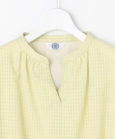 J.PRESS LADIES 【洗える】コットンブレンドチェック バンドカラー カットソー