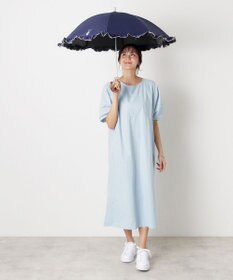 MOONBAT 【WEB限定】POLO RALPH LAUREN（ポロ ラルフローレン）晴雨兼用日傘 長傘 ワンポイントベア刺繍 フリル 一級遮光 遮熱 UV