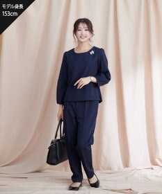 Tiaclasse L 【ダブルストレッチ】【洗える】タックパフ袖ブラウス