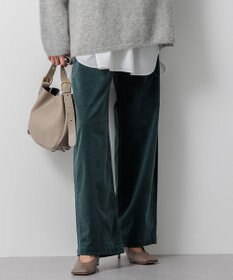 23区 L 【洗える】23区DENIM ベルベットストレッチ ワイドパンツ