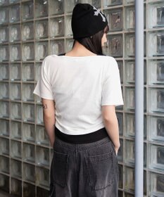 WEGO レイヤードキーネック半袖T