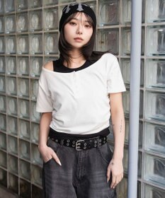 WEGO レイヤードキーネック半袖T