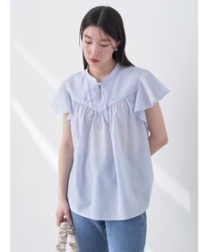 earth music&ecology ギャザーフレンチスリーブブラウス