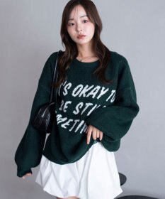 WEGO 【2025年秋冬新作】フラッフィーグラフィックニットBIGプルオーバー