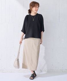 ANY L 【ウエストゴム】カットジョーゼットタイトスカート