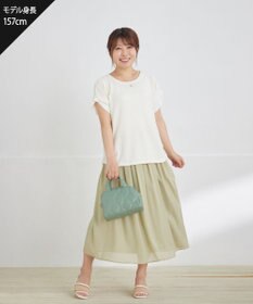 Tiaclasse 【洗える】ふくれジャカードカフス付きカットソー