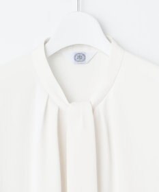 J.PRESS LADIES S 【洗える】パウダージョーゼット ボウタイ バンドカラー ブラウス