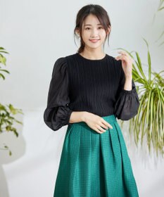 Tiaclasse 【洗える】袖ドッキングリブニットトップス