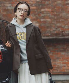 #Newans 【高山都さんコラボ】オーバーサイズテーラードジャケット ブラウンチェック