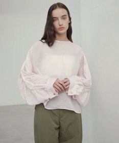 BEIGE， 【洗える】PAULINE / タックギャザーリネンボリュームブラウス