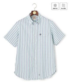 J.PRESS MEN 今季大人気！【吸水速乾 / 接触冷感 / 高通気性】Aero Weave クールマックスサッカー ストライプ シャツ / B.D. グリーン系1