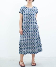 muuc 〈コットン100%強撚糸〉〈遠州織物の工場で織られた上質な生地〉〈ドライタッチ＆通気性が高い〉格子柄ワンピース