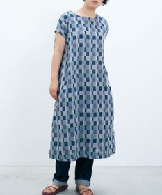 muuc 〈コットン100%強撚糸〉〈遠州織物の工場で織られた上質な生地〉〈ドライタッチ＆通気性が高い〉格子柄ワンピース