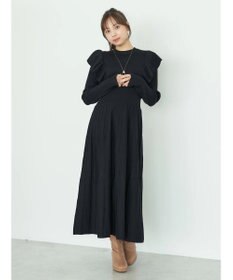 earth music&ecology ショルダーフリルニットワンピース