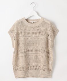 自由区 L 【洗える】レーシーリネンコットン ニット