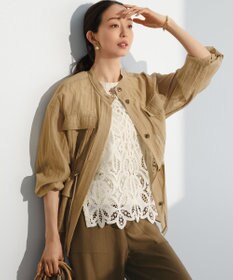 23区 エンブロイダリーレース ニットベスト アイボリー系